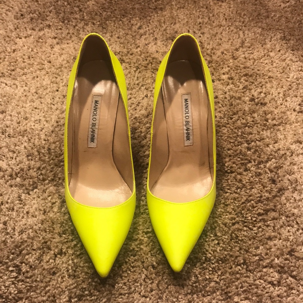 Neon Yellow Manolo Blahnik Pumps